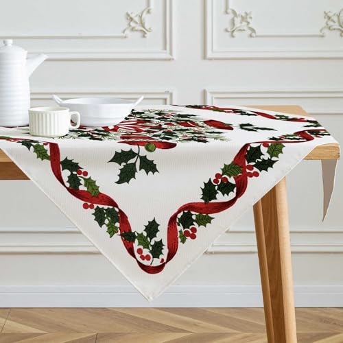 Kiatuniya Tischdecke Weihnachten Mitteldecke Rot Grün Winter Tischwäsche Ribbon Blumen Weihnachtsdeko Christmas Table Cloth Leinenoptik Klein Weihnachtstischdecke für Urlaub Party Dekor 100x100 cm Kiatuniya Tischdecke Weihnachten Mitteldecke Rot Grün Winter Tischwäsche Ribbon Blumen Weihnachtsdeko Christmas Table Cloth Leinenoptik Klein Weihnachtstischdecke für Urlaub Party Dekor 100x100 cm von Kiatuniya