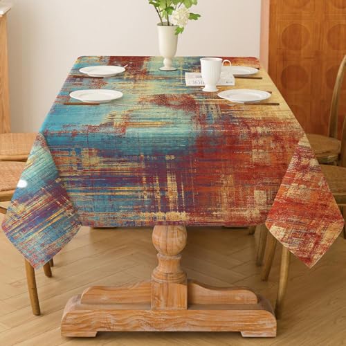 Tischdecke 100x140 cm Orange Bunt Modern Mittelläufer Kunst Gemälde Tischdecken Kurz Leinen Tisch Deko Abwaschbar Dekoration Aesthetic Tischdecke für Herbst Party Hochzeiten Feiertage Geburtstag von Kiatuniya