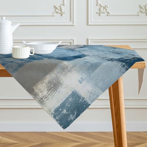 Tischdecke 85x85 cm Marineblau Modern Mittelläufer Kunst Gemälde Tischdecken Kurz Leinen Tisch Deko Abwaschbar Dekoration Aesthetic Tischdecke für Herbst Party Hochzeiten Feiertage Geburtstag von Kiatuniya