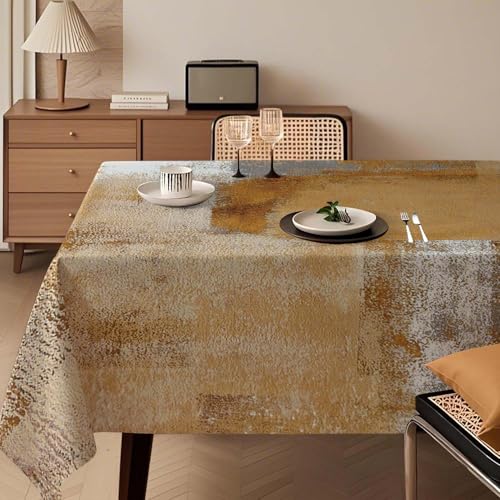 Tischdecke Modern 140x200 cm Braun Kunst Gemälde Tischdecke Abwaschbar Rechteck Tablecloth Dekoration Aesthetic Tischdecken für Herbst Winter Party Hochzeiten Feiertage Geburtstag von Kiatuniya