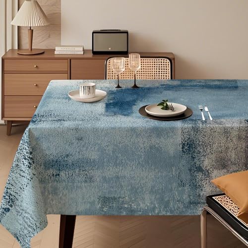Tischdecke Modern 140x200 cm Marineblau Kunst Gemälde Tischdecke Abwaschbar Rechteck Tablecloth Dekoration Aesthetic Tischdecken für Herbst Winter Party Hochzeiten Feiertage Geburtstag von Kiatuniya