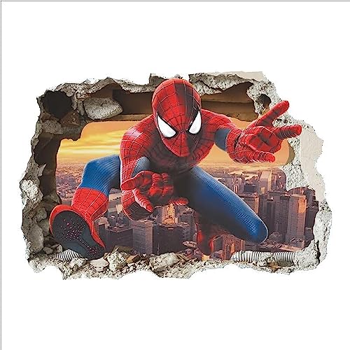 Kibi 3D-effekt Aufkleber Spiderman im Wanddurchbruch Loch Marvel's Spider-Man Ultimate Wandtattoo Kinderzimmer Spiderman Wandsticker Spiderman Wandaufkleber Spiderman von Kibi Store