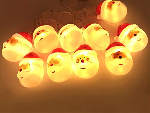 Weihnachtsdekoration, Weihnachtsmann, Weihnachtsbaumschmuck, LED-Lichterkette, 10 LED-Lichterkette, Weihnachtsdekoration für Innenbereich, Party, Garten, Hochzeit, Weihnachtsbaum (warmweiß) von Kibon