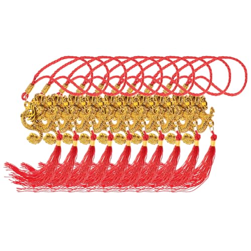 Kichvoe 10 Stück Chinesische Neujahrsdekorationen 2024 Drache Glücksbringer Rote Hängende Quasten Feng Shui Anhänger Glücksbringer Frühlingsfest Auto Hängende Dekorationen von Kichvoe