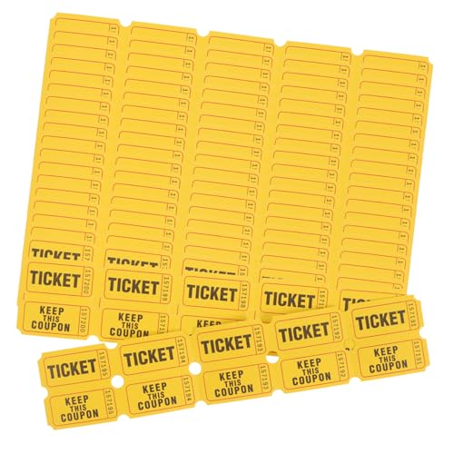 Kichvoe 100 Stück Verlosungstickets Tickets für Konzerte Partys und Veranstaltungen Gelbe Lotterietickets Schulveranstaltungen Karnevale und Gewinnspiele von Kichvoe