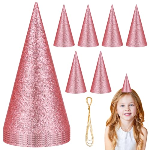 Kichvoe 12 Glitzernde Partyhüte In Kegelform Dreieckige Geburtstagshüte Für Partydekorationen Rosa von Kichvoe