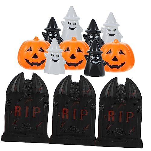 Kichvoe 12Stücke Teiliges Halloween Tischdeko Gruselige Dekoration mit Kürbissen Grabsteinen und Geistern für Innenräume Halloween Partys und Festliche Anlässe von Kichvoe