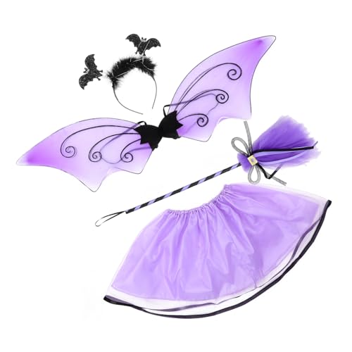Kichvoe 1Satz Flügelrock für Halloween Cosplay Kleid mit Haarband Teiliges Bat Wings Tüllkostüm für Körpergrößen Kostüm für Partys von Kichvoe