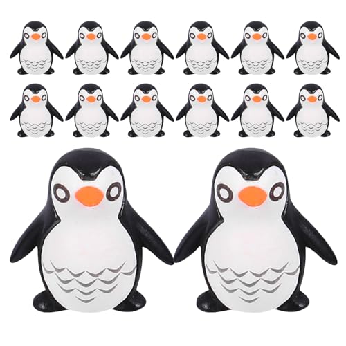 Kichvoe 20 Stück süße Miniatur-Pinguinfiguren, Mini-Pinguine, Winter-Tierfiguren für Tortenaufsätze, DIY-Bastelarbeiten, Feengarten-Dekoration, winzige Mikrolandschaft von Kichvoe
