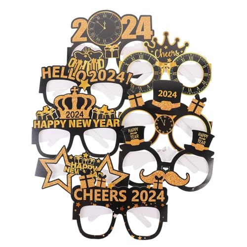 Kichvoe 2024 Brillen Party Brillengestelle 2024 Neujahr Brillen Brillengestelle Lustige Sonnenbrillen Partyzubehör Frohes Neues Jahr Brillenpapier Fotokleidung von Kichvoe