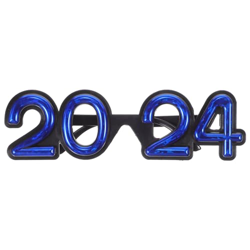 Kichvoe 2024 Neujahrs-Brillen Mit Glitzer 2024 Zahlen-Brillengestell Silvester-Party-Brillen-Requisiten Weihnachts-Brillengestell Für Urlaub Partyartikel Zubehör Blau von Kichvoe