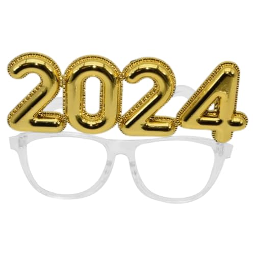Kichvoe 2024 Neujahrsbrille Weihnachtsbrille 2024 Zahlenbrillengestell Silvester-Partybrille Foto-Requisiten Für Den Urlaub Silvester-Partyzubehör von Kichvoe
