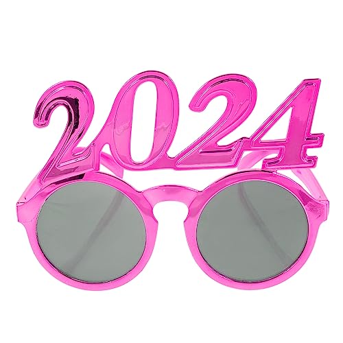 Kichvoe 2024 Silvesterbrille Kunststoff 2024 Silvesterpartybrille Abschlussbrille Für 2024 Party Silvesterkostümbrille Foto-Requisiten Rosig von Kichvoe