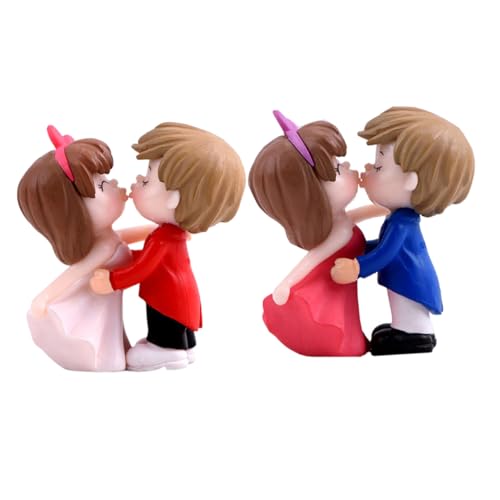 Kichvoe 2Paare Kuchendekoration Ornament Kuss Figuren aus Kunststoff für Hochzeitstorten und Valentinstag Deko Niedliche Cake Topper für Romantische Anlässe und Feiern von Kichvoe