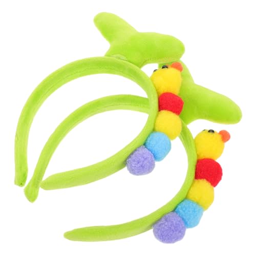 Kichvoe 2er-Set Kinder Haarreif: Tierchen-Kopfschmuck mit Raupen-Design und grünem Keimling für Mädchen, Schminkpartys und Kostümierungen von Kichvoe