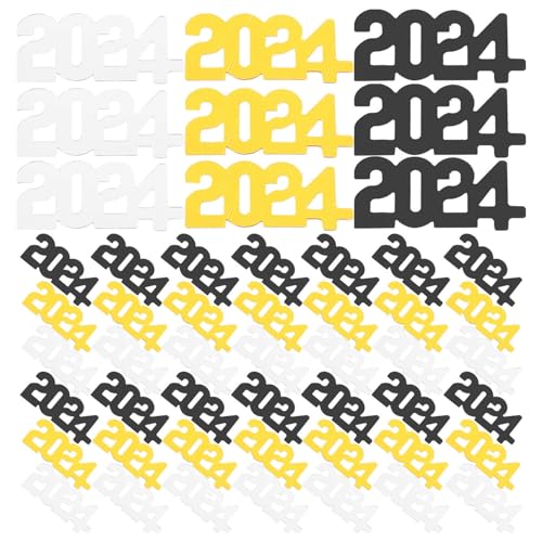 Kichvoe 3 Von 2024 Neujahrs-Konfetti-Glitzer-Metallic-Tischstreuern In Schwarz Und Gold Frohes Neues Jahr-Konfetti-Pailletten Für Abschlussfeier Silvester-Partyzubehör von Kichvoe