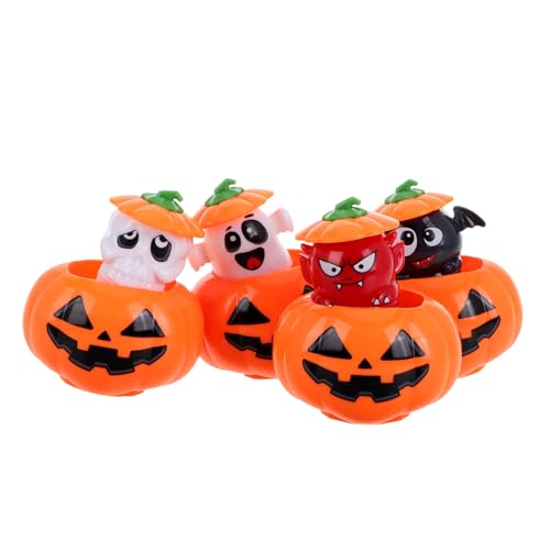 Kichvoe 4Stücke Halloween Aufziehspielzeug Mini Kürbisfiguren mit Mechanischem Füller für Goodie Bags Kreatives für Unterhaltsame Halloween Dekorationen von Kichvoe