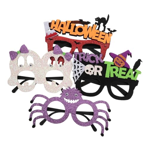 Kichvoe 4Stücke Halloween Kostümbrillen Partybrillen mit Halloween Elementen für Erwachsene Kreative Accessoires für Fotografie und Festivals von Kichvoe