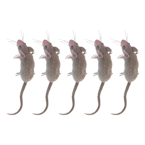 Kichvoe 5 Stück Mini-Mausfiguren Simulierte Mäusemodelle Harz-Miniatur-Tierskulptur Für Feengarten Mikro-Landschaft Diy-Kunsthandwerk von Kichvoe