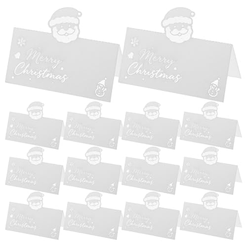 Kichvoe 50 Stück Weihnachts-Platzkarten: Weihnachtsmann-Ausstechkarten für Weihnachts-Platzkarten – weißes Tischzelt für Feiertagsveranstaltungen, Gästetische, Hochzeitsfeiern von Kichvoe