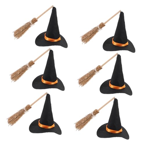 Kichvoe 6satz Mini Hexenhüte Mit Besen Bastelset Für Halloween Dekoration Süße Filz-hexenhüte Für Partys Und Cosplay Teilig Hüte Besen von Kichvoe