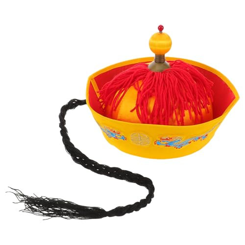 Kichvoe Chinesischer asiatischer Kaiserhut, Kostüm-Kopfbedeckung, Qing-Kaiserhut mit Pferdeschwanz, Kopfbedeckung, Cosplay-Kappe für Erwachsene, Kostüm-Aufführung Kichvoe Chinesischer asiatischer Kaiserhut, Kostüm-Kopfbedeckung, Qing-Kaiserhut mit Pferdeschwanz, Kopfbedeckung, Cosplay-Kappe für Erwachsene, Kostüm-Aufführung von Kichvoe