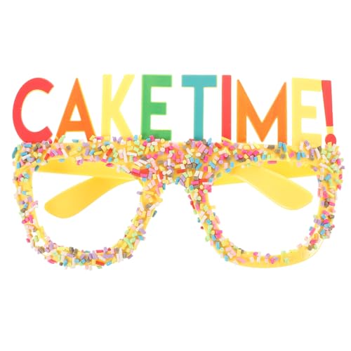 Kichvoe Geburtstagsbrille Cake Time-Brille Geburtstagsparty-Brille Happy Birthday Party-Brille Foto-Requisiten Dress Up Gelb von Kichvoe