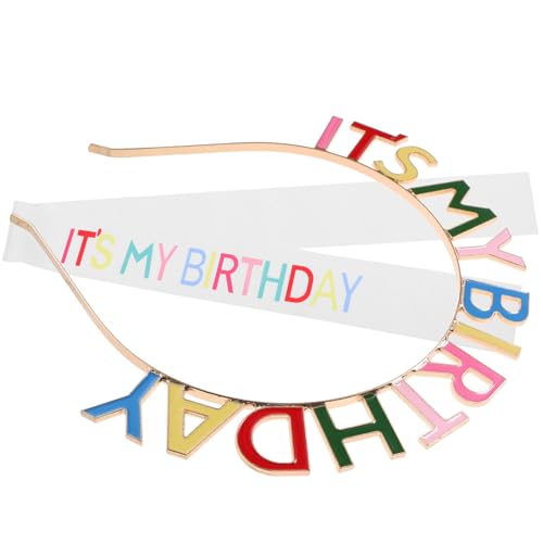 Kichvoe Geburtstagskrone Und Schärpe-Set Alles Zum Geburtstag Stirnband Krone Kopfschmuck Geburtstagskostüm-Requisiten Für Frauen Geburtstagsparty-Zubehör von Kichvoe