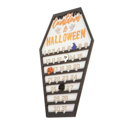 Kichvoe Halloween Adventskalender aus Holz Sargform Dekorativer Countdown Kalender für Halloween Dekoration Vielseitig Einsetzbar und Partyschmuck von Kichvoe