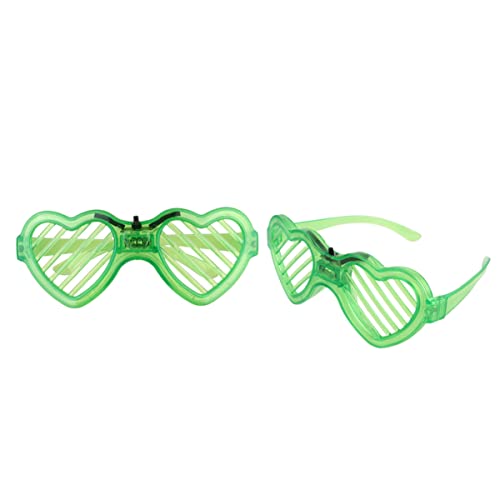 Kichvoe Herz-Brille zum Valentinstag 2 Stück Leuchtende Blinkende Brille Rave-Shutter-Sonnenbrille Neonfarbene Brille Leuchtet im Dunkeln Partyzubehör für Kinder Erwachsene Geburtstag von Kichvoe