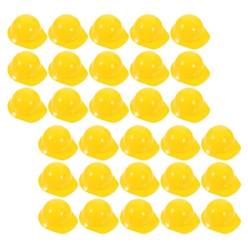 Kichvoe Miniatur-Bau-Hüte 40 Stück Mini-Bau-Spielzeug Puppen-Hüte Haustier-Schutzhelm Flaschenaufsatz Hüte Winziger Schutzhelm Kuchenaufsatz Puppen-Ankleide-Spielzubehör Gelb von Kichvoe