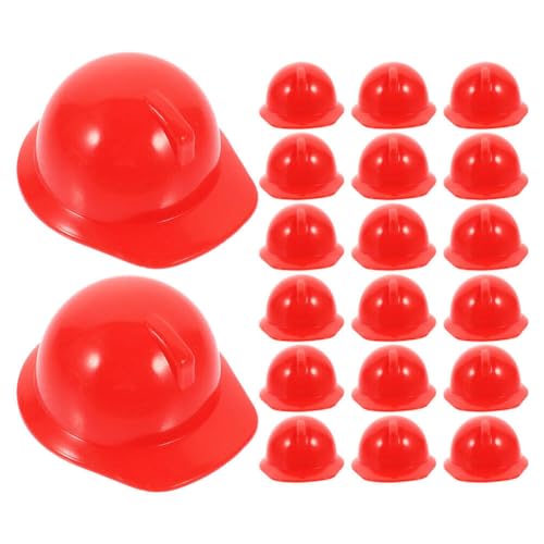 Kichvoe Miniatur-Bau-Hüte 40 Stück Mini-Bau-Spielzeug Puppen-Hüte Haustier-Schutzhelm Flaschenaufsatz Hüte Winziger Schutzhelm Kuchenaufsatz Puppen-Ankleide-Spielzubehör Rot von Kichvoe