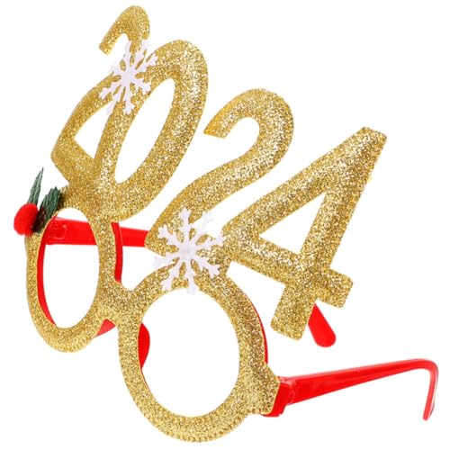 Kichvoe Weihnachtsglitzerbrille 2024 Weihnachtsbrillengestell 2024 Zahlenbrille Weihnachtskostümbrille Kreative Lustige Brille Für Weihnachtspartybevorzugungen Golden von Kichvoe