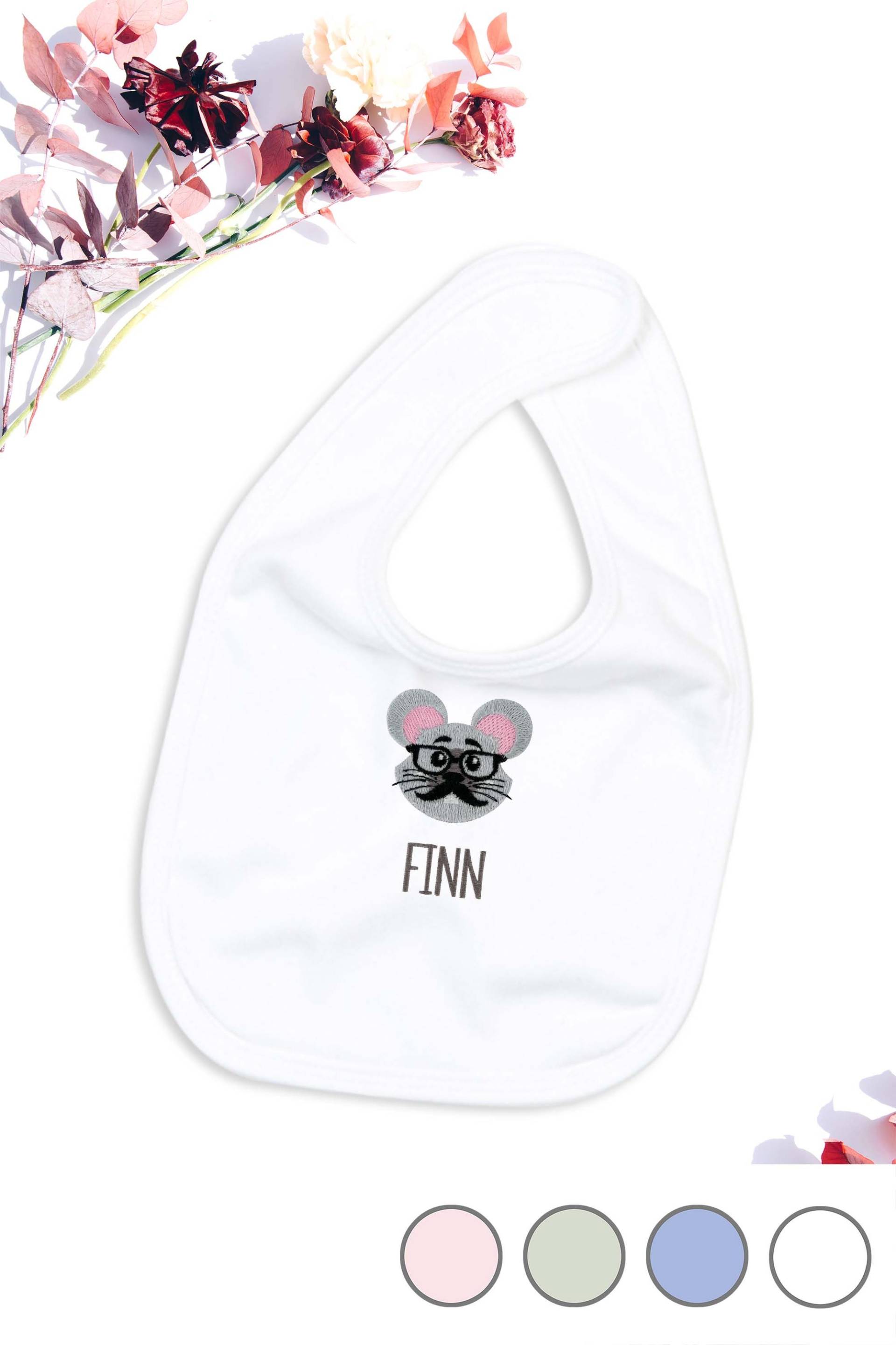 Lätzchen Für Babys Aus Bio-Baumwolle Bestickt Mit Maus Und Wunschtext Lätzchen Für Babys Aus Bio-Baumwolle Bestickt Mit Maus Und Wunschtext von KiddiezDE