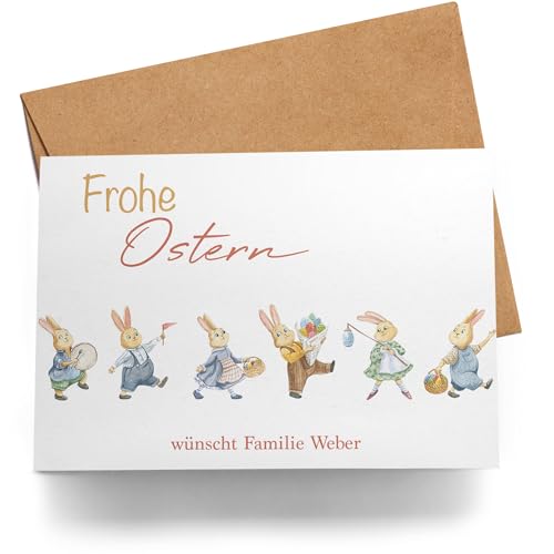 Kiddle-Design Personalisierte Osterkarte mit Namen & Text – Ostermotiv Hase Klappkarte für Ostergrüße Karte zu Ostern Oster Grußkarte von Kiddle-Design