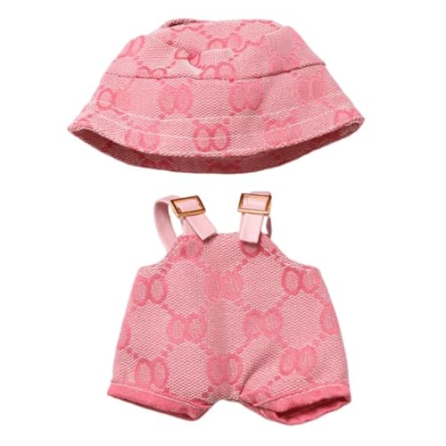 2 Stück Set Bekleidung für La 17cm Puppe Kleidung DIY Outfit für La Puppen Schwarzer Hut, Latzhose Geeignet für Sammler, Kindergeschenke (Stil A) von Kiddo Sky