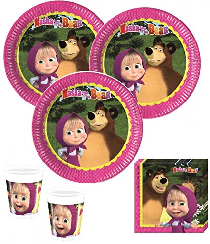 36 Teile Mascha und der Bär Party Deko Set für 8 Kinder von Kids Party World