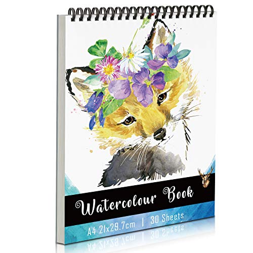 Aquarellpapier A4 Aquarellblock, KidsPark Zeichenblock A4 300g, 30 Blatt Watercolor Paper Ringbuch Skizzenbuch A4 Malblock für Aquarell mit Spiralbindung Aquarellpapier A4 Aquarellblock, KidsPark Zeichenblock A4 300g, 30 Blatt Watercolor Paper Ringbuch Skizzenbuch A4 Malblock für Aquarell mit Spiralbindung von KidsPark