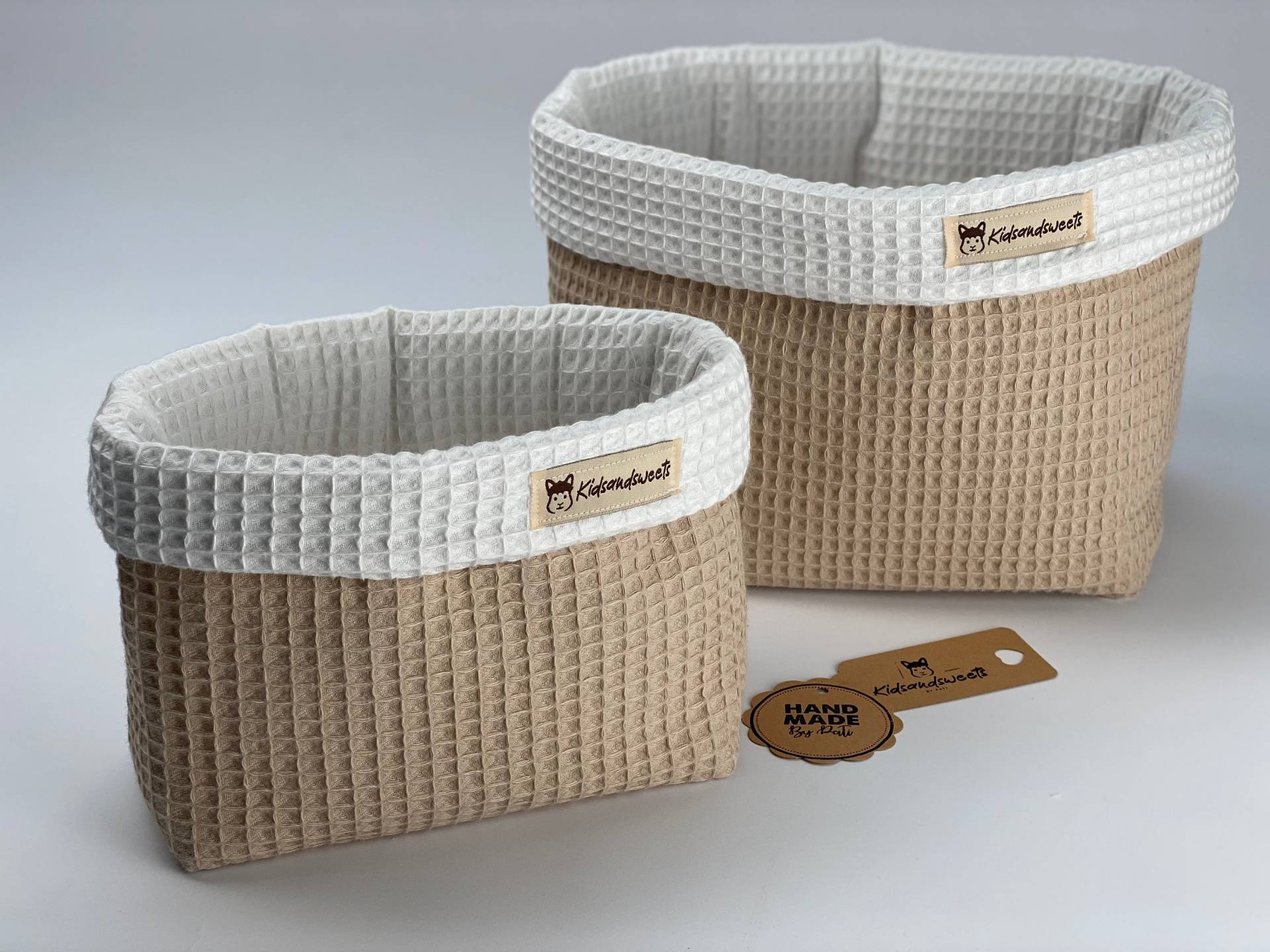 Utensilo Waffelpique Beige/ Weiß 100% Baumwolle, Handmade Utensilo Waffelpique Beige/ Weiß 100% Baumwolle, Handmade von KidsandSweets