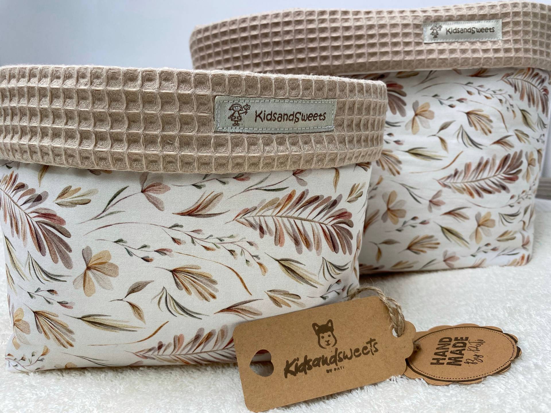 Utensilo Waffelpique Sand/Beige + Musterstoff | Siehe Fotos Und Varianten, 100% Baumwolle, Handmade Utensilo Waffelpique Sand/Beige + Musterstoff | Siehe Fotos Und Varianten, 100% Baumwolle, Handmade von KidsandSweets