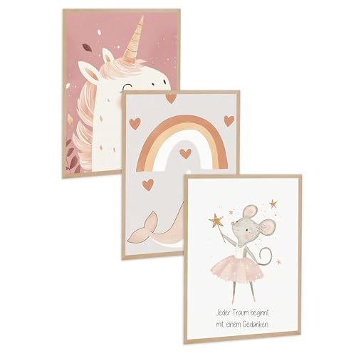 Kidsmood - Affirmationsposter für Kinderzimmer - Ermutigende bilder fürs Kinderzimmer Mädchen & Jungen – Babyzimmer Deko – Wandbilder Tiere für Kinderzimmer deko [Fantasiewelt |21x30 cm ] von Kidsmood