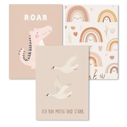 Kidsmood - Affirmationsposter für Kinderzimmer - Ermutigende bilder fürs Kinderzimmer Mädchen & Jungen – Babyzimmer Deko – Wandbilder Tiere für Kinderzimmer deko [Stark & Frei |21x30 cm ] von Kidsmood