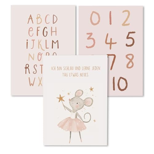 Kidsmood - Affirmationsposter für Kinderzimmer - Ermutigende bilder fürs Kinderzimmer Mädchen & Jungen – Babyzimmer Deko – Wandbilder Tiere für Kinderzimmer deko [Zahlen & Buchstaben |30x40 cm ] von Kidsmood