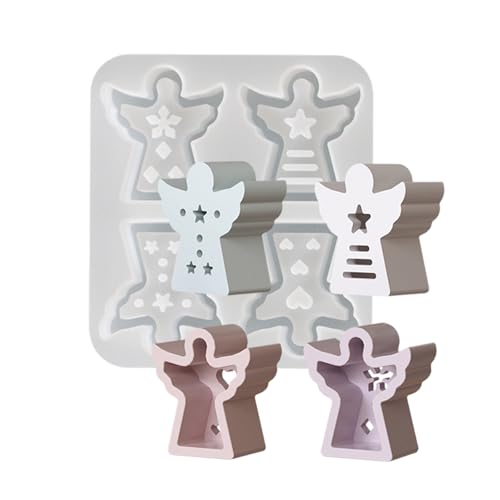 4 Muster Engelsgeformte Kerzenschimmel Flexible Silikonatmosphären Lampen Gips Ornament Formschmuck Schmuck Werkzeug Gipsfahrzeughandwerk von KieTeiiK