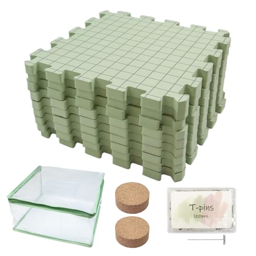 KieTeiiK 9pcs Strickblockerplatine Set 32x32 cm Strickblockierschaumkissen Mit 100pcs 38 Mm T Stift Für Häkelgarn Handwerksprojekt Metall Strick Handwerkssatz von KieTeiiK