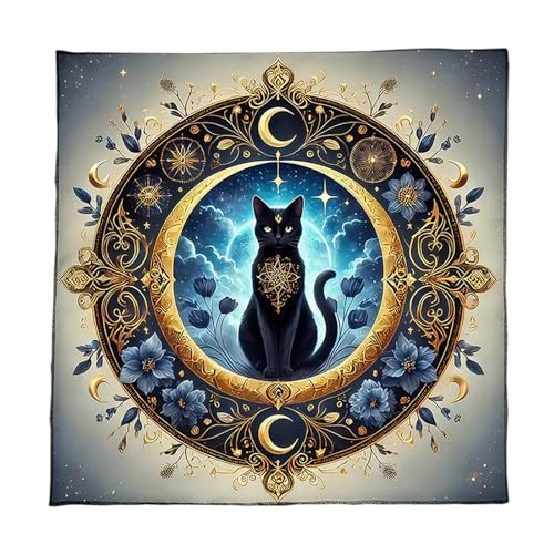 Tarots Tischdecke Katzen Blumenmuster Astrologie Altäre Stoff Göttisch Kartentisch Stoff Wandteppich Hexerei Liefern Schwarze Katzen Tarot Karte Tischdecke Spirituelle Decktuch von KieTeiiK