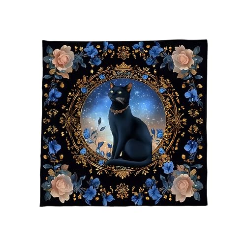 Tarots Tischdecke Katzen Blumenmuster Astrologie Altäre Stoff Göttisch Kartentisch Stoff Wandteppich Hexerei Liefern Schwarze Katzen Tarot Karte Tischdecke Spirituelle Decktuch von KieTeiiK