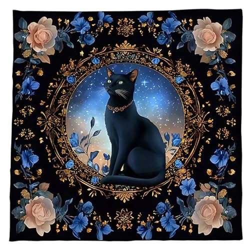 Tarots Tischdecke Katzen Blumenmuster Astrologie Altäre Stoff Göttisch Kartentisch Stoff Wandteppich Hexerei Liefern Schwarze Katzen Tarot Karte Tischdecke Spirituelle Decktuch von KieTeiiK