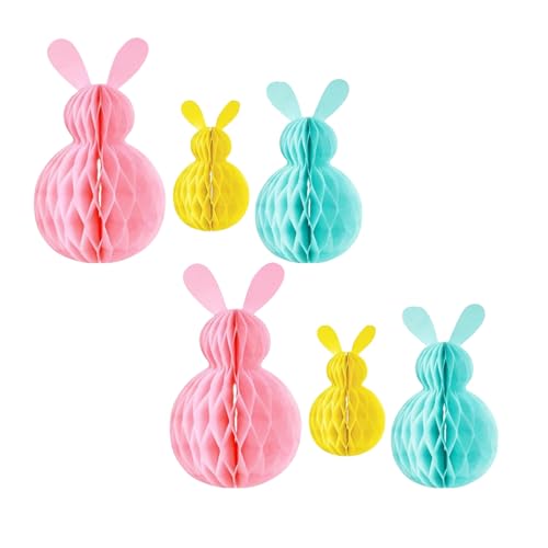 6 Stück Osterhase Papier, Waben-Osterhasen Wiederverwendbare Osterdeko Osterhase Dekoration aus Seidenpapier Wabenpapier Ostern Deko zum Aufhängen für Modern/Deko Frühling/Pastell Party Deko von Kielsjajd