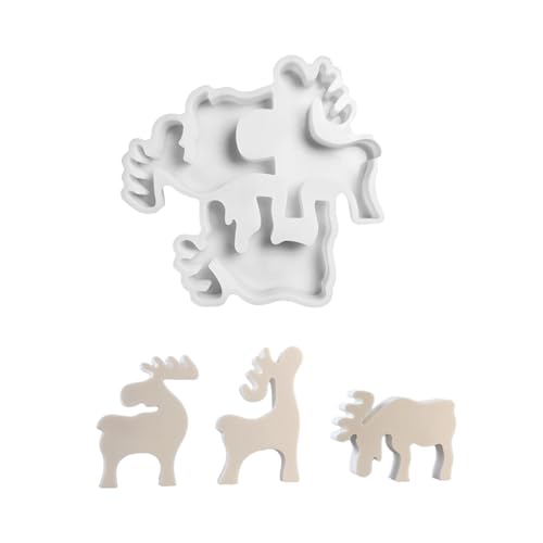 Silikonform Weihnachten Elch, Silikonform Elch Gießform Weihnachten, Silikonform Weihnachten Silikonform Elch, Weihnachtskerze in Form Eines Elchs für Diy Weihnachten Kerze, Handwerk (Weiß) von Kielsjajd